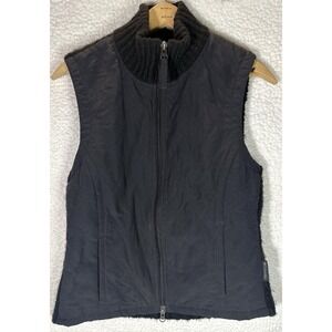 Columbia Fleece Vest Womens Small  Full Zip Black Sleeveless Outdoors Knit